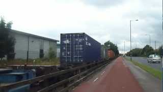 Class 09 002 passes Trafford Park Barton Dock road with Freight 19712 [upl. by Audrye]