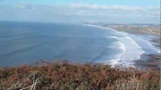 Widemouth Bay from Penhalt viewpoint Huge Surf and Swell October 2012 Beautiful Cornwall [upl. by Hoseia]