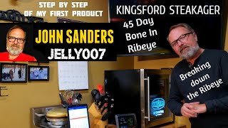 KINGSFORD STEAKAGER 45 DAY BONE IN RIBEYE part 3 how to cut up dry aged amp Sous Vide steak ager [upl. by Htenay519]