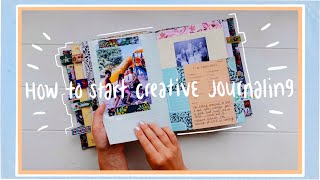 HOW TO START A CREATIVE JOURNAL  start journalingscrapbooking for beginners [upl. by Yznyl]