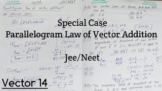 Special cases  Parallelogram Law of Vector Addition  Vector 14  JEE  NEET [upl. by Lemor]