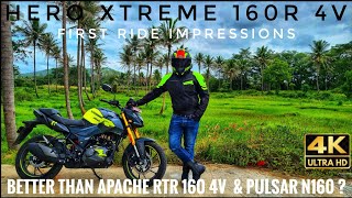 HERO XTREME 160R 4V  REVIEW  BETTER THAN APACHE RTR 160 4V amp PULSAR N160  BEST 160cc BIKE [upl. by Ydnyl]