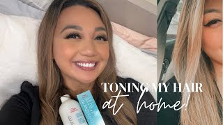 TONING MY HAIR AT HOME  WELLA A8  ASH BLONDE  FIRST IMPRESSIONS  2022 [upl. by Drawe]