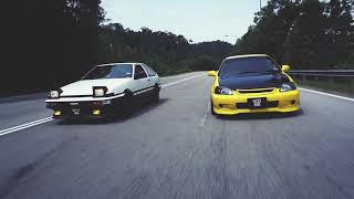 Toyota Trueno AE86 amp Honda Civic Type R EK9  Malaysia  Kanjo  Initial D [upl. by Nnaes]