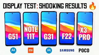 Display testMoto G51 Vs Moto G31 Vs Redmi Note 11t Vs Samsung F22 Vs Poco X3 Pro Phone Under 15000 [upl. by Mylan495]