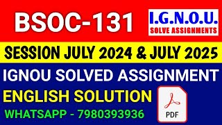 BSOC 131 solved assignment 202425  BSOC 131 solved assignment 2025  Ignou BSOC 131 in English [upl. by Nylorac]