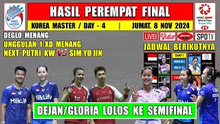 DEJANGLORIA LOLOS KE SEMIFINAL  Hasil 8 Besar Korea Master 2024 Hari Ini  Unggulan 1 XD Menang [upl. by Samal]