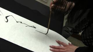 Shodo 書道 Japanese calligraphy  kana 仮名 poem composed by Semi Maru [upl. by Dnalwor]