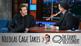 Nicolas Cage Takes The Colbert Questionert [upl. by Atteirneh434]