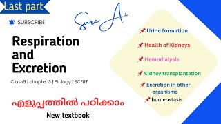 Shorte notes of Respiration and Excretion chapter 3 educational biology scert scert9thclass [upl. by Bullock]