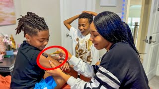 SISTER Sneaks To Give Little BROTHERS A TATTOO instantly regrets it [upl. by Aivlis237]