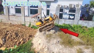 Completed ProjectExcellent Action Pwoer Truck and Dozer Push Soil the Pond Making Foundation Road [upl. by Naelopan]