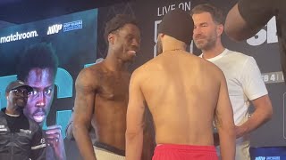 OLYMPIAN RICHARDSON HITCHINS VS JOHN BAUZA FULL WEIGH IN amp FACE OFF [upl. by Vito]