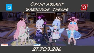 Blue Archive Gregorius Grand Assault Indoor Insane mode  27703k pts [upl. by Ahseer]