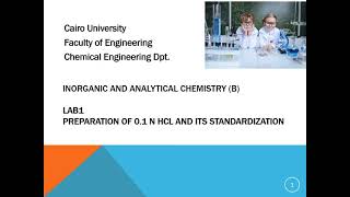 Inorganic and Analytical Chemistry Lab Prep of 01 N HCl and its StandardizationArabic Narration [upl. by Devina]