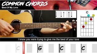 Best Of My Love  Eagles  EASY GUITAR  Common Chords [upl. by Nerwal106]