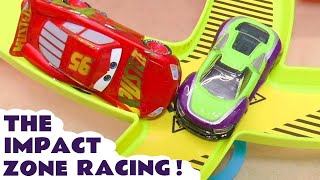 Toy Car Racing On The Impact Zone Track With McQueen Cars Stories [upl. by Hamish963]