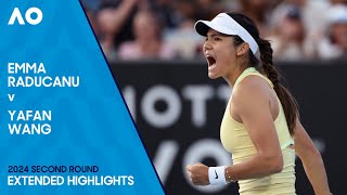 Emma Raducanu v Yafan Wang Extended Highlights  Australian Open 2024 Second Round [upl. by Sheilah252]