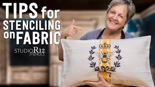 Tips for Stenciling on Fabric  DIY Easy Stenciled Ikea Pillow Cover  Paint Easy Bees amp Stripes [upl. by Iaht]