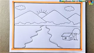 😍 Scenery Drawing with Pencil 😍😍 Bangla Voice Tutorial ✅Easy to Draw [upl. by Portingale417]