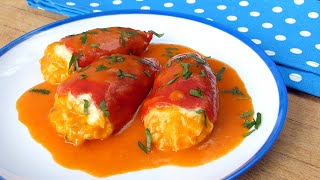 Pimientos rellenos de bacalao 🍴 con salsa de piquillos [upl. by Macdonald918]