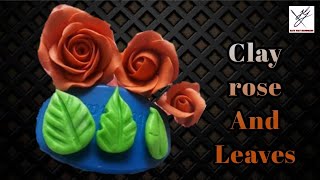 How to make Clay flowers for beginners  Air dry clay flowers tutorial  Clay leaves step by step [upl. by Neelyhtak]