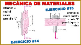 ESFUERZO CORTANTE DOBLE Y ESFUERZO DE APLASTAMIENTO DE UNA ARANDELA  Problemas 116 y 119 Beer 6ta [upl. by Eryt]