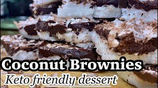 HOW TO MAKE KETO FRIENDLY DESSERT COCONUT BROWNIES Low carb dessertHow to make Coconut brownies [upl. by Auot]