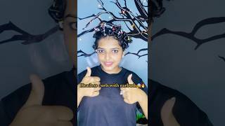 Overnight heatless curls with earbuds nd rubber band 😱😱shockingyoutubeshorts hack goesviral [upl. by Wyne]