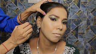 EASY PARTY MAKEUP FOR BEGINNERS  WADDLING MAKEUP AT HOME  PARLOR MAKEUP TUTORIAL  GREEN EYEMAKEUP [upl. by Dhumma636]