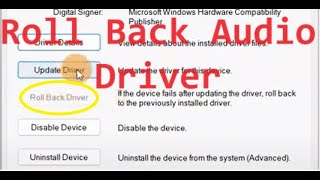 how to Roll Back Audio driver [upl. by Airamana]