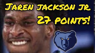 🙍 Jaren Jackson Jr SCORES 27 Points  Memphis grizzles basketball  Grizzlies vs Sixers 11224 [upl. by Adelaja]