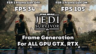 How to install Fsr 3 Frame Gen in Star Wars Jedi Survivor for every gpu [upl. by Yraht]