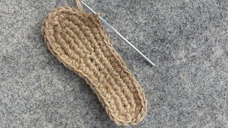 Free Crochet Sole Pattern  Jute Twine  Adult Size [upl. by Vladi]