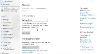 Barrierefreiheit Windows 10 Text vergrößern erleichterte Bedienung  Anleitung [upl. by Deppy]