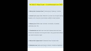 NC BLET STATE EXAM CONSTITUTIONAL LAW 2025 VERIFIED ANSWERS [upl. by Siramaj]