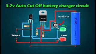 3 7v Auto Cut Off lithium battery charger circuit 🔋 [upl. by Rednave149]