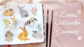 Loose Watercolor Bunnies Step by step tutorial [upl. by Ecinrev621]