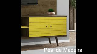 Rack com Painel Onix  Madeira Rústica com Amarelo  Lojas RPM [upl. by Naujed]