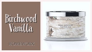 Birchwood Vanilla 🪵 from Homeworx 🪵 candle review [upl. by Jarus]