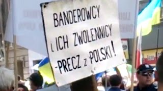 Protest Polaków przeciw pochodowi Ukraińców w Przemyślu 26062016 [upl. by Ahsinra605]