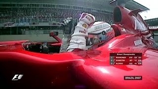 Raikkonen Wins ThreeWay Title Battle in Sao Paulo  2007 Brazilian Grand Prix [upl. by Ahsinaj]