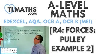 ALevel Maths R407 Forces Pulley Example 2 [upl. by Xonel]