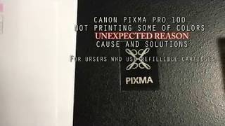 Canon Pixma Pro 100 NOT PRINTING SOME OF COLORS CAUSE AND SOLUTION [upl. by Zelle]