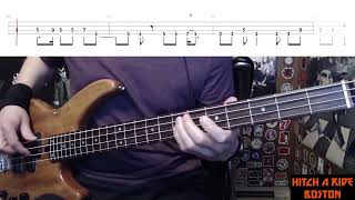 Hitch A Ride by Boston  Bass Cover with Tabs PlayAlong [upl. by Narhem]