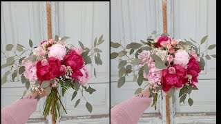 🌸Tutoriales y tips de floristería para principiantes Bouquet boho de peonías y rosas🌸 [upl. by Niamert]