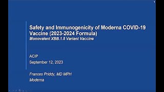 September 12 2023 ACIP Meeting  Moderna Novavax PfizerBioNTech COVID19 Vaccine [upl. by Anerhs]