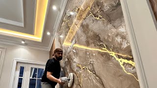 Venetian plaster stucco effect marble 🫡 rate from 110🫶 [upl. by Cocke151]