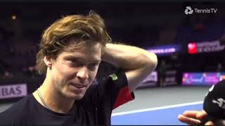 Andrey Rublev vs Lorenzo Sonego Interview  Moselle Open [upl. by Nomael418]