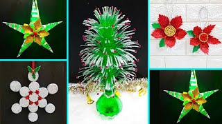 4 Low budget Christmas CraftOrnament with recycled materials Best outof waste Christmas craft idea [upl. by Anihsak]